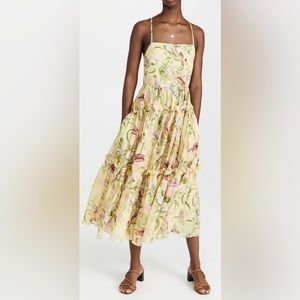 Harbour Island Dress in Tropical Birds Yellow by Cara Cara